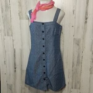 DEREK LAM Denim Look Overall Dress Pockets 14